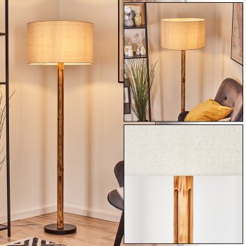 Flemming Stehleuchte 50 cm Naturfarben, Schwarz, 1-flammig