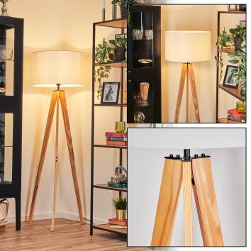 Flemming Stehleuchte 50 cm Naturfarben, Schwarz, 1-flammig