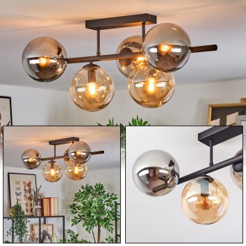 Gastor Deckenleuchte Glas 15 cm Bernsteinfarben, Rauchfarben, 5-flammig