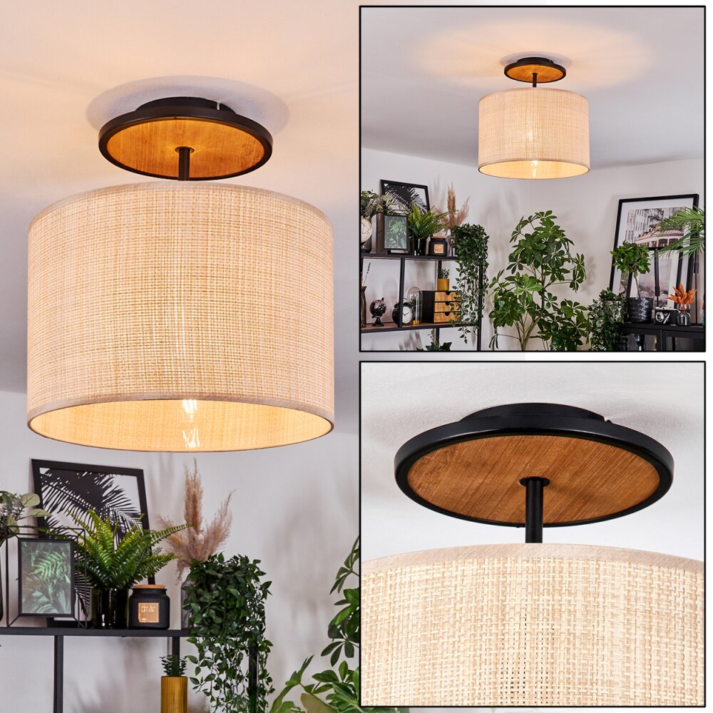 Sabadim Deckenleuchte 35 cm Naturfarben, Schwarz, 1-flammig main product photo
