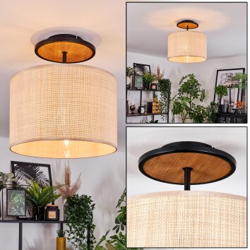 Sabadim Deckenleuchte 35 cm Naturfarben, Schwarz, 1-flammig