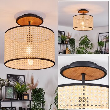 Ramila Deckenleuchte 35 cm Naturfarben, Schwarz, 1-flammig