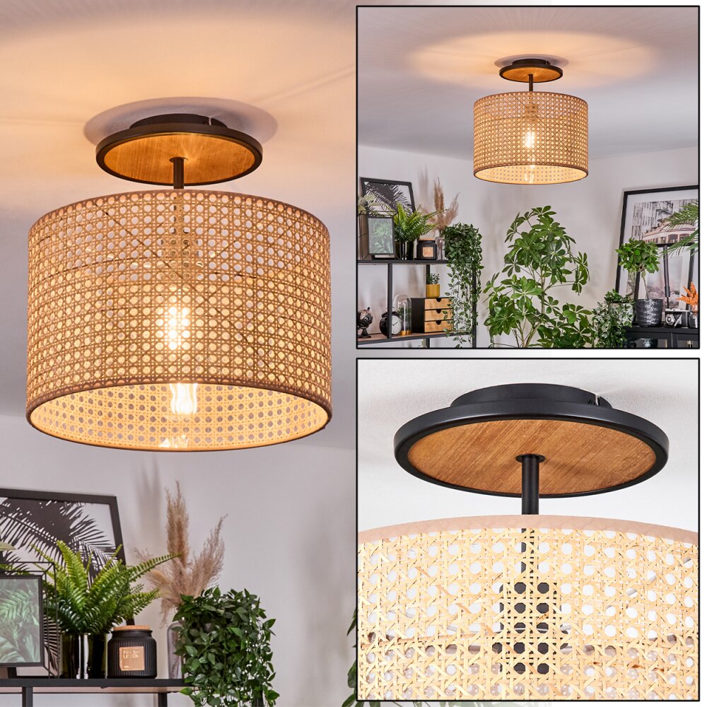 Ramila Deckenleuchte 35 cm Naturfarben, Schwarz, 1-flammig main product photo