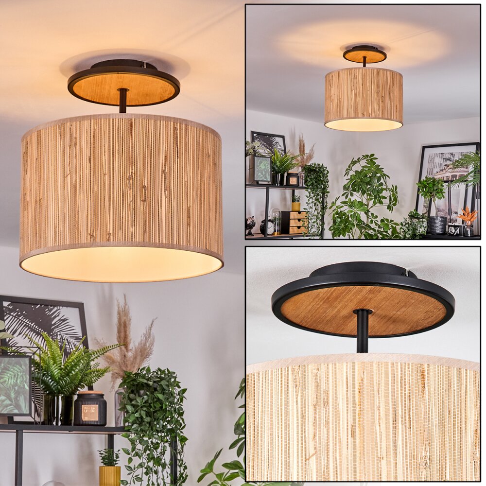 Bongal Deckenleuchte 35 cm Naturfarben, Schwarz, 1-flammig main product photo