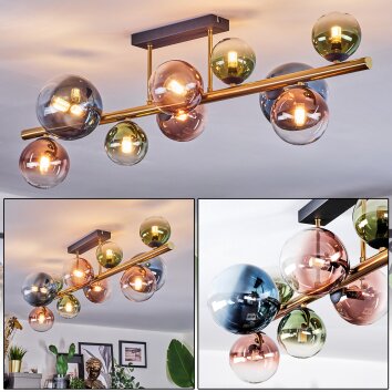 Chehalis Deckenleuchte Glas 10 cm, 12 cm, 15 cm Gold, Schwarz, 10-flammig