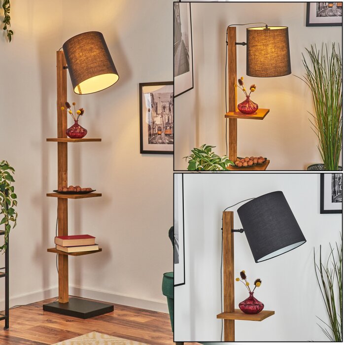 Venor Stehleuchte 28 cm Dunkelbraun, Naturfarben, Schwarz, 1-flammig