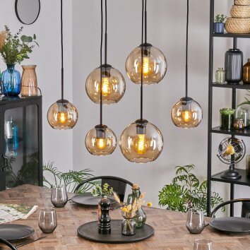 Koyoto Hängeleuchte Glas 15 cm, 20 cm Bernsteinfarben, 6-flammig