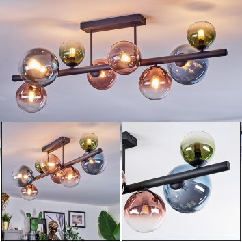 Chehalis Deckenleuchte 10 cm, 12 cm, 15 cm Blau, Grün, Klar, Kupferfarben, 8-flammig