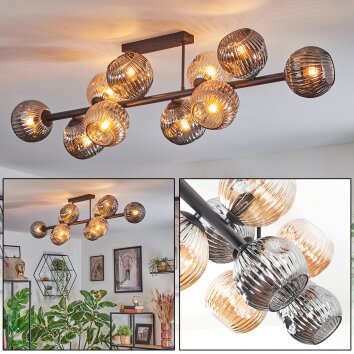 Ripoll Deckenleuchte Glas 15 cm Bernsteinfarben, Rauchfarben, 10-flammig