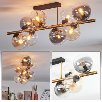 Gastor Deckenleuchte Glas 15 cm Gold, Schwarz, 8-flammig