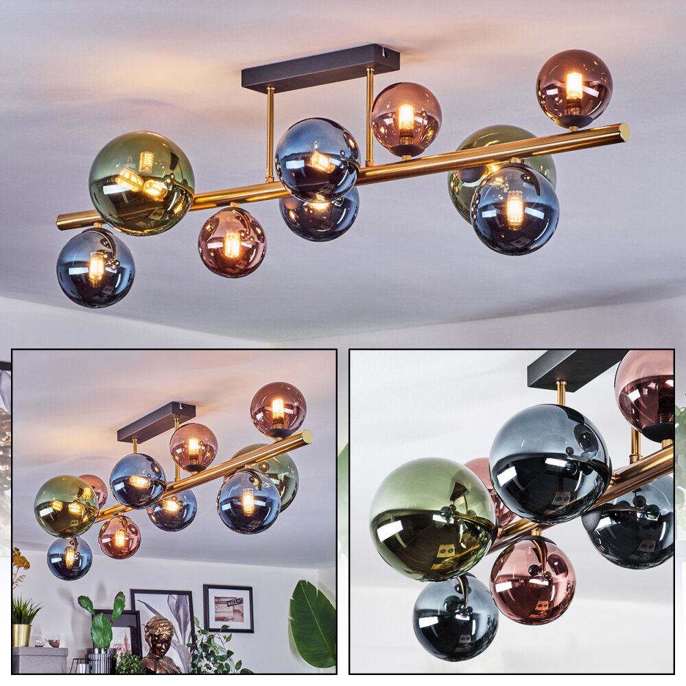 Chehalis Deckenleuchte Glas 10 cm, 12 cm, 15 cm Gold, Schwarz, 10-flammig main product photo