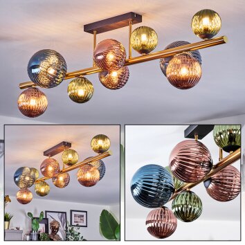 Chehalis Deckenleuchte Glas 10 cm, 12 cm, 15 cm Gold, Schwarz, 10-flammig