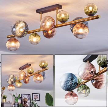 Chehalis Deckenleuchte Glas 10 cm, 12 cm, 15 cm Gold, Schwarz, 10-flammig