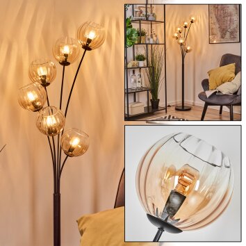 Koyoto Stehleuchte Glas 15 cm Bernsteinfarben, Klar, 6-flammig