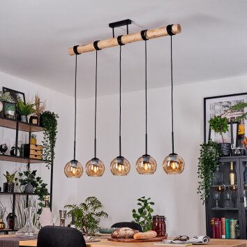 Koyoto Pendelleuchte Glas 15 cm Naturfarben, Schwarz, 5-flammig Koyoto Pendelleuchte Glas 15 cm Naturfarben, Schwarz, 5-flammig