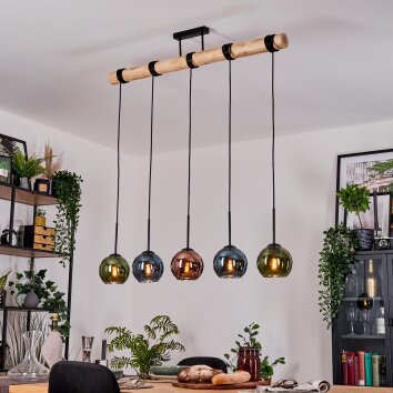 Koyoto Pendelleuchte Glas 15 cm Naturfarben, Schwarz, 5-flammig Koyoto Pendelleuchte Glas 15 cm Naturfarben, Schwarz, 5-flammig