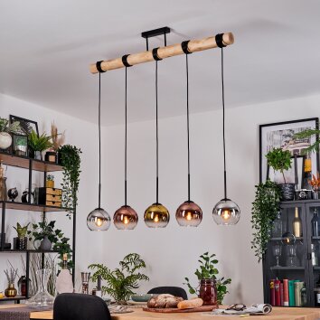 Koyoto Pendelleuchte Glas 15 cm Naturfarben, Schwarz, 5-flammig Koyoto Pendelleuchte Glas 15 cm Naturfarben, Schwarz, 5-flammig