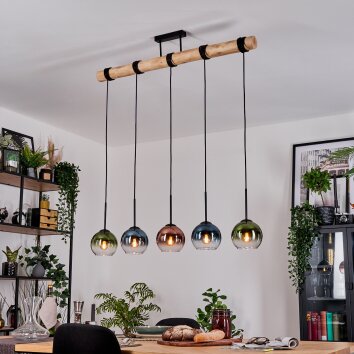 Koyoto Pendelleuchte Glas 15 cm Naturfarben, Schwarz, 5-flammig Koyoto Pendelleuchte Glas 15 cm Naturfarben, Schwarz, 5-flammig