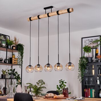 Koyoto Pendelleuchte Glas 15 cm Naturfarben, Schwarz, 5-flammig