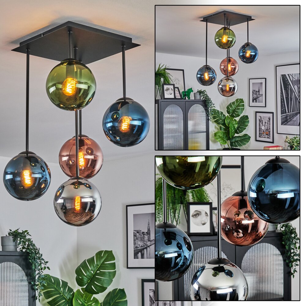 Gastor Deckenleuchte Glas 15 cm Blau, Chrom, Grün, Kupferfarben, Rauchfarben, 5-flammig main product photo