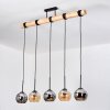 Koyoto Pendelleuchte Glas 15 cm Naturfarben, Schwarz, 5-flammig