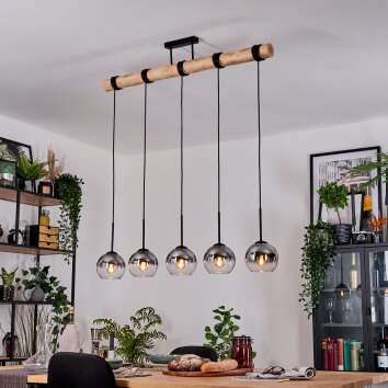 Koyoto Pendelleuchte Glas 15 cm Naturfarben, Schwarz, 5-flammig Koyoto Pendelleuchte Glas 15 cm Naturfarben, Schwarz, 5-flammig