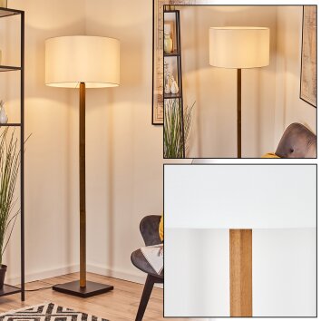 Flemming Stehleuchte 50 cm Naturfarben, Schwarz, 1-flammig