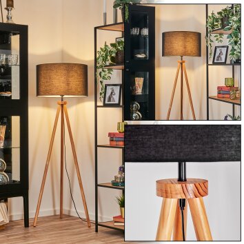 Flemming Stehleuchte 50 cm Naturfarben, Schwarz, 1-flammig