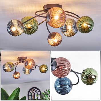 Chehalis Deckenleuchte 10 cm, 12 cm Blau, Grün, Kupferfarben, 6-flammig