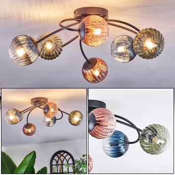 Chehalis Deckenleuchte 10 cm Blau, Grün, Klar, Kupferfarben, 6-flammig