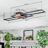 Macos Deckenleuchte LED Chrom, Holzoptik, Schwarz, 1-flammig