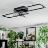Hyacinthe Deckenventilator mit Beleuchtung LED Chrom, Schwarz, 1-flammig, Fernbedienung