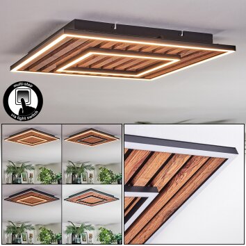 Meron Deckenleuchte LED Holzoptik, Schwarz, 1-flammig