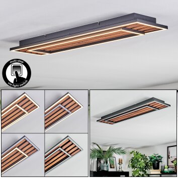 Meron Deckenleuchte LED Holzoptik, Schwarz, 1-flammig