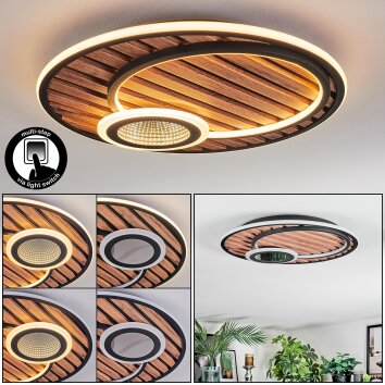 Meron Deckenleuchte LED Holzoptik, Schwarz, 1-flammig