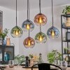 Koyoto Hängeleuchte Glas 20 cm Blau, Grün, Klar, Kupferfarben, 6-flammig