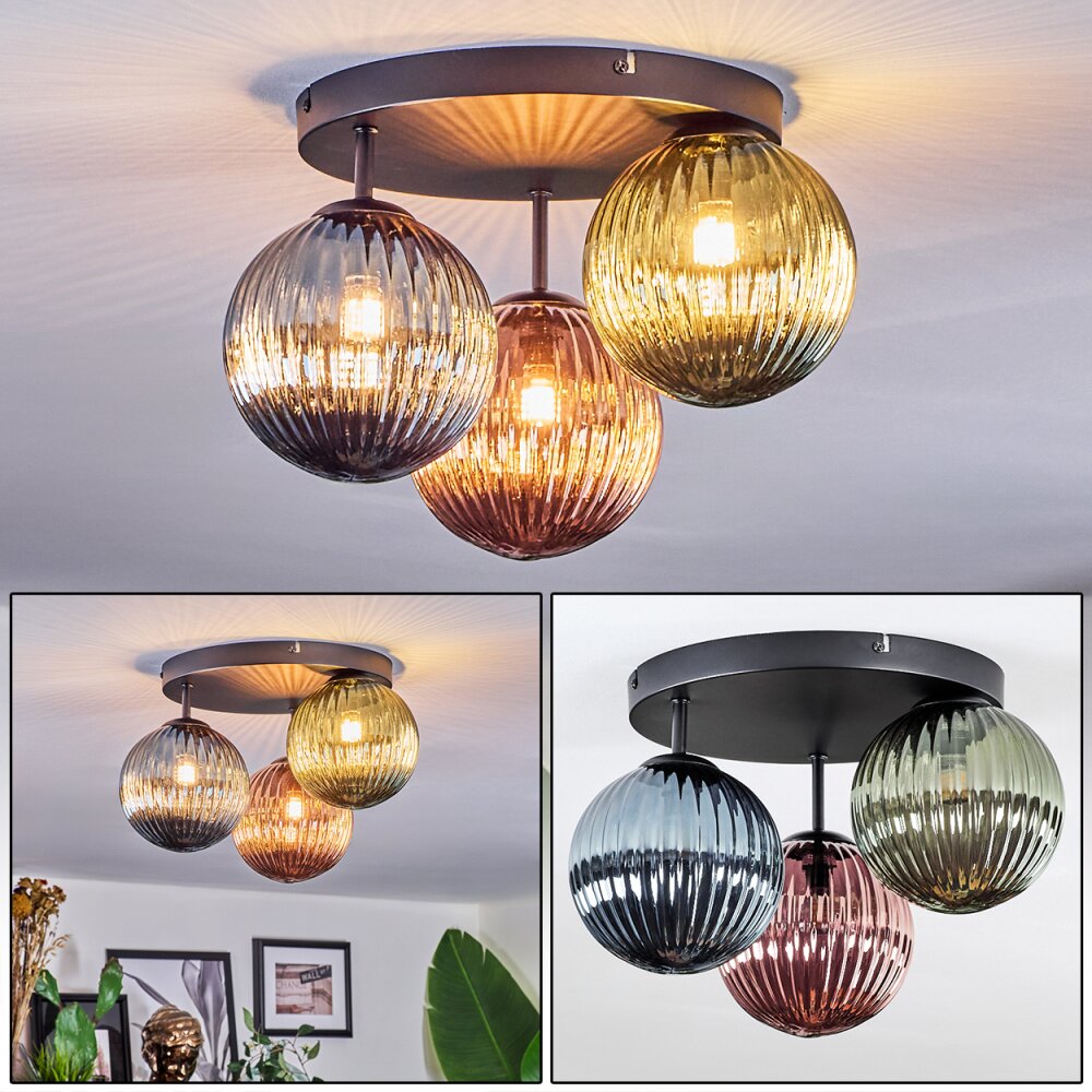 Chehalis Deckenleuchte Glas 15 cm Blau, Grün, Kupferfarben, 3-flammig main product photo