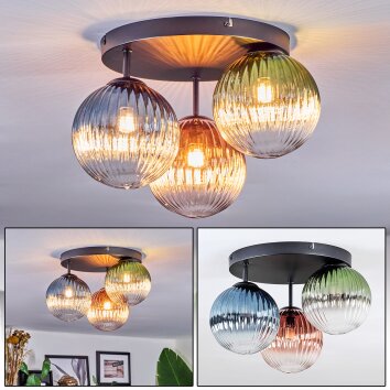 Chehalis Deckenleuchte Glas 15 cm Blau, Grün, Klar, Kupferfarben, 3-flammig Chehalis Deckenleuchte Glas 15 cm Blau, Grün, Klar, Kupferfarben, 3-flammig