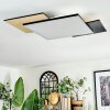 Barullu Deckenpanel LED Holzoptik, Schwarz, Weiß, 1-flammig