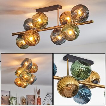 Koyoto Deckenleuchte Glas 15 cm Gold, Schwarz, 8-flammig