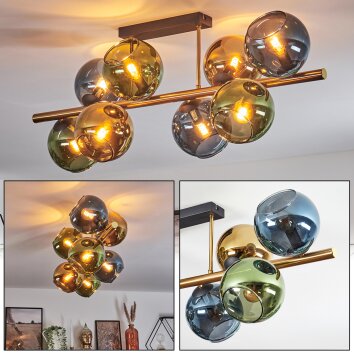 Koyoto Deckenleuchte Glas 15 cm Gold, Schwarz, 8-flammig