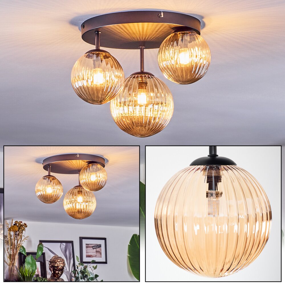 Chehalis Deckenleuchte Glas 12 cm, 15 cm Bernsteinfarben, 3-flammig main product photo