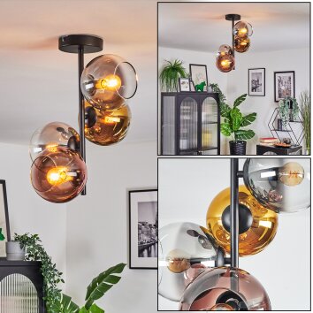 Koyoto Deckenleuchte Glas 15 cm Gold, Klar, Kupferfarben, Rauchfarben, 4-flammig