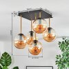 Gastor Deckenleuchte Glas 15 cm Gold, Schwarz, 5-flammig