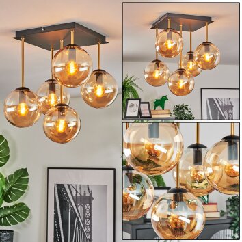 Gastor Deckenleuchte Glas 15 cm Gold, Schwarz, 5-flammig Gastor Deckenleuchte Glas 15 cm Gold, Schwarz, 5-flammig