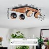 Haldor Deckenleuchte Chrom, Holzoptik, Schwarz, 4-flammig