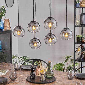 Koyoto Hängeleuchte Glas 15 cm Klar, Rauchfarben, 6-flammig