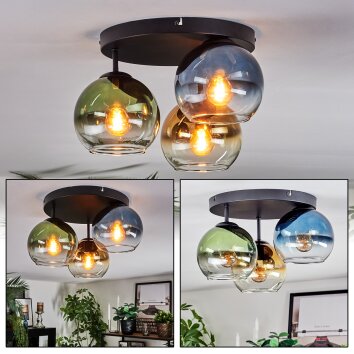 Koyoto Deckenleuchte Glas 15 cm Blau, Gold, Grün, Klar, 3-flammig