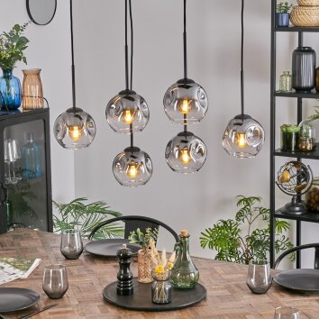Ripoll Hängeleuchte Glas 15 cm Klar, Rauchfarben, 6-flammig