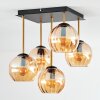 Gastor Deckenleuchte Glas 15 cm Gold, Schwarz, 5-flammig